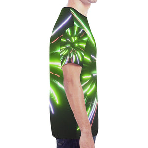 Fireworks Burst Green New All Over Print T-shirt for Men (Model T45)