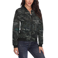 Load image into Gallery viewer, Painted Skulls Glowing All Over Print Bomber Jacket for Women (Model H36)