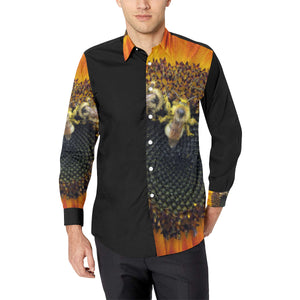 Busy Bee Sunflower Men's All Over Print Casual Dress Shirt (Model T61)