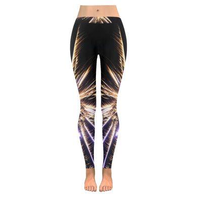 Fireworks Star Yellow Low Rise Leggings (Invisible Stitch) (Model L05)