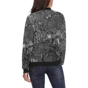 Paisley Matters Black and White All Over Print Bomber Jacket for Women (Model H36)