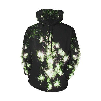Fireworks Flower Green All Over Print Hoodie for Women (USA Size) (Model H13)