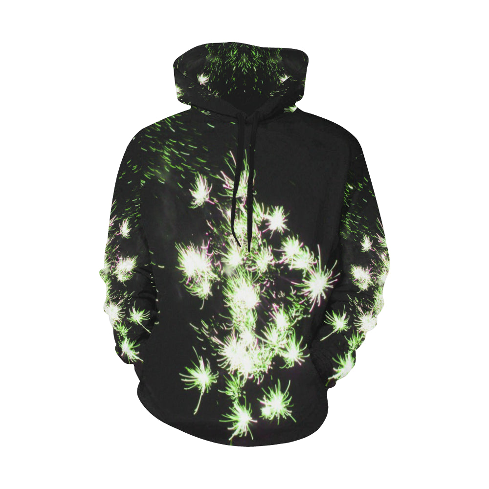 Fireworks Flower Green All Over Print Hoodie for Women (USA Size) (Model H13)