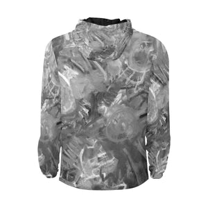 Graffiti Abstract Black and White All Over Print Quilted Windbreaker for Men (Model H35)