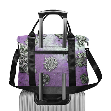 Patches of Moss Purple Large Capacity Duffle Bag (Model 1715)