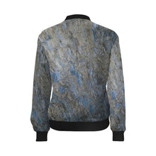 Load image into Gallery viewer, Marbled Abstract Blue All Over Print Bomber Jacket for Women (Model H36)