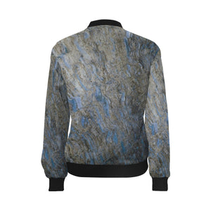 Marbled Abstract Blue All Over Print Bomber Jacket for Women (Model H36)