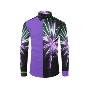 Fireworks Star Purple Men's All Over Print Casual Dress Shirt (Model T61)