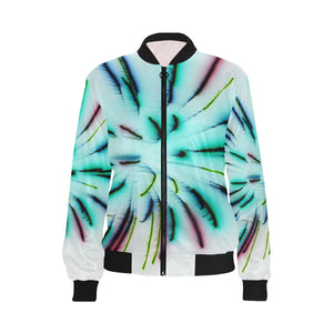 Fireworks Burst Negative All Over Print Bomber Jacket for Women (Model H36)