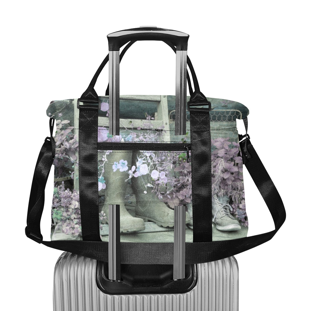 Blooming Boots Flower Purple Large Capacity Duffle Bag (Model 1715)