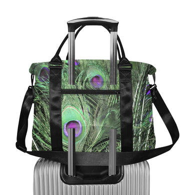 Peacock Feathers Green Large Capacity Duffle Bag (Model 1715)