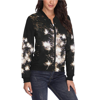 Fireworks Flower All Over Print Bomber Jacket for Women (Model H36)