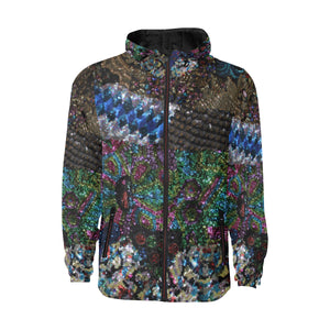Dark Paisley All Over Print Quilted Windbreaker for Men (Model H35)