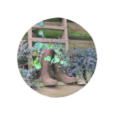 Blooming Boots Flower Blue 32 Inch Spare Tire Cover