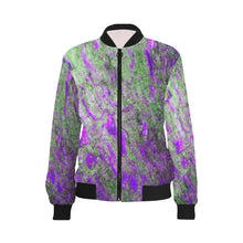 Load image into Gallery viewer, Marbled Abstract Purple All Over Print Bomber Jacket for Women (Model H36)