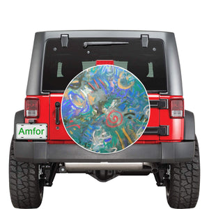 Graffiti Abstract Blue 32 Inch Spare Tire Cover