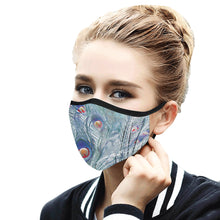 Load image into Gallery viewer, Peacock Feathers Negative Mouth Mask in One Piece (2 Filters Included) (Model M02)