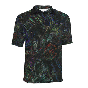 Graffiti Abstract Glowing Men's All Over Print Polo Shirt (Model T55)