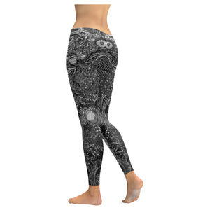 Paisley Matters Black and White Low Rise Leggings (Invisible Stitch) (Model L05)