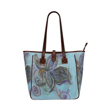 Graffiti Flower Blue Classic Tote Bag (Model 1644)