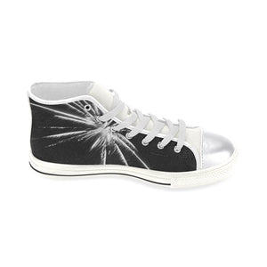 Fireworks Star Black and White Women's Classic High Top Canvas Shoes (Model 017)