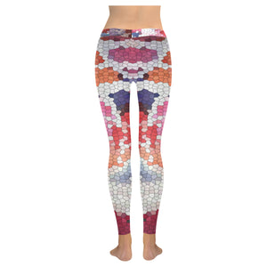 Abstract Circles Mosaic Low Rise Leggings (Invisible Stitch) (Model L05)