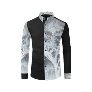 Spooky Tree Negative Men's All Over Print Casual Dress Shirt (Model T61)