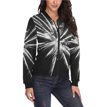 Load image into Gallery viewer, Fireworks Star Black and White All Over Print Bomber Jacket for Women (Model H36)