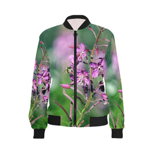 Fireweed Flower All Over Print Bomber Jacket for Women (Model H36)
