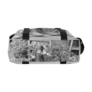 Blooming Boots Flower Black and White Large Capacity Duffle Bag (Model 1715)