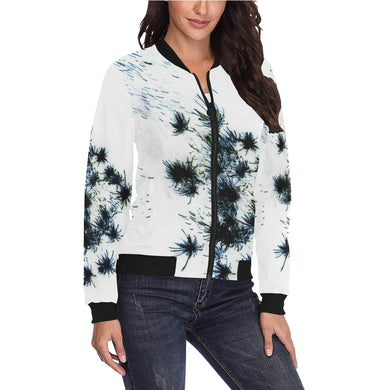 Fireworks Flower Negative All Over Print Bomber Jacket for Women (Model H36)