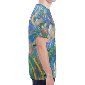 Graffiti Abstract Blue New All Over Print T-shirt for Men (Model T45)