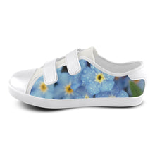 Load image into Gallery viewer, Forget Me Not Flower White Trim Velcro Canvas Kid&#39;s Shoes (Model 008)