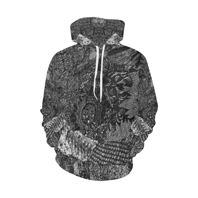 Cresent Paisley Black and White All Over Print Hoodie for Men/Large Size (USA Size) (Model H13)