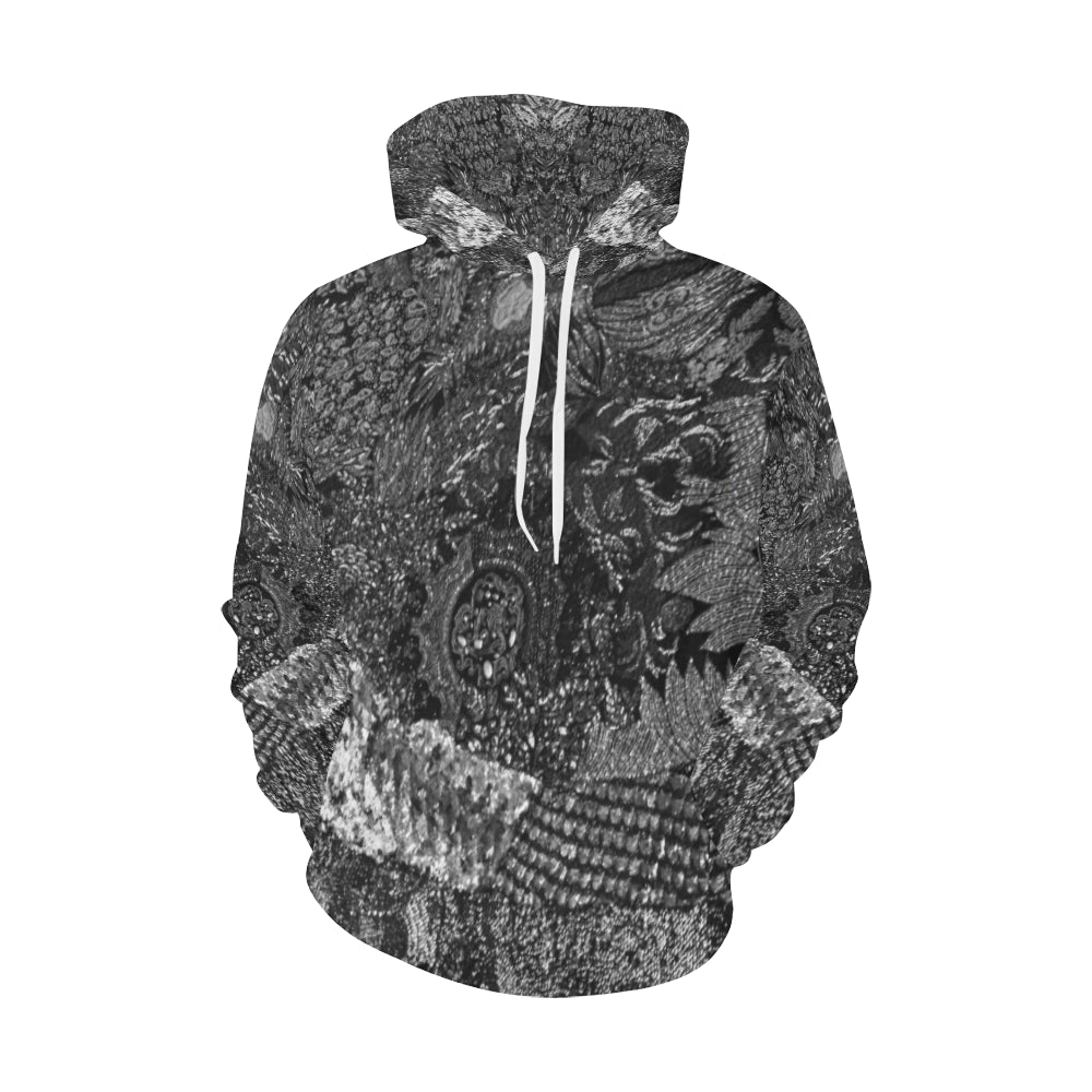 Cresent Paisley Black and White All Over Print Hoodie for Men/Large Size (USA Size) (Model H13)
