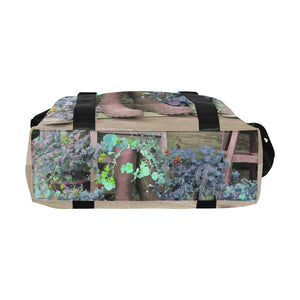 Blooming Boots Flower Blue Large Capacity Duffle Bag (Model 1715)
