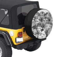Load image into Gallery viewer, Painted Skulls Black and White 34 Inch Spare Tire Cover