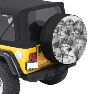 Painted Skulls Black and White 34 Inch Spare Tire Cover