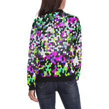 Load image into Gallery viewer, Holiday Paisley Purple Mosaic All Over Print Bomber Jacket for Women (Model H36)