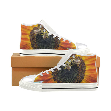 Busy Bee Sunflower Women's Classic High Top Canvas Shoes (Model 017)