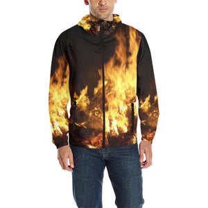 Feathery Flames All Over Print Quilted Windbreaker for Men (Model H35)