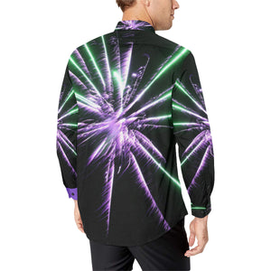 Fireworks Star Purple Men's All Over Print Casual Dress Shirt (Model T61)