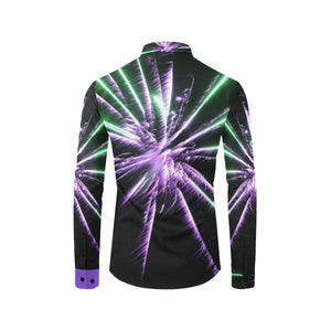 Fireworks Star Purple Men's All Over Print Casual Dress Shirt (Model T61)