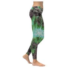 Load image into Gallery viewer, Molten Flames Green Low Rise Leggings (Invisible Stitch) (Model L05)