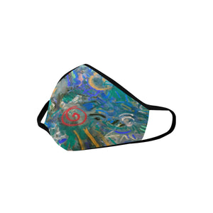 Graffiti Abstract Blue Mouth Mask in One Piece (2 Filters Included) (Model M02)