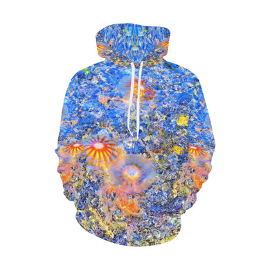 Jellyfish Blooms Orange All Over Print Hoodie for Men/Large Size (USA Size) (Model H13)