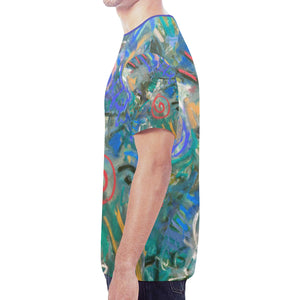 Graffiti Abstract Blue New All Over Print T-shirt for Men (Model T45)