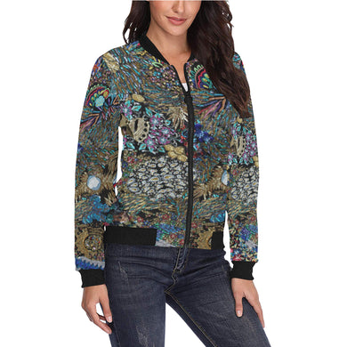 Fun and Fancy Paisley All Over Print Bomber Jacket for Women (Model H36)