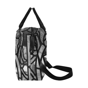 Stained Glass Black and White Large Capacity Duffle Bag (Model 1715)