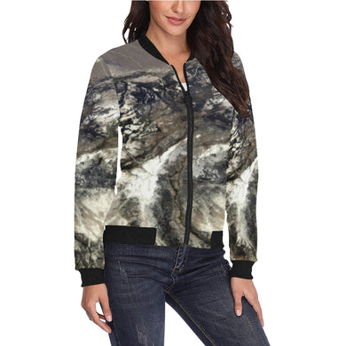 Aerial Ground All Over Print Bomber Jacket for Women (Model H36)
